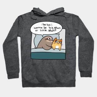 Sloth and Cat Spooning Comic Hoodie